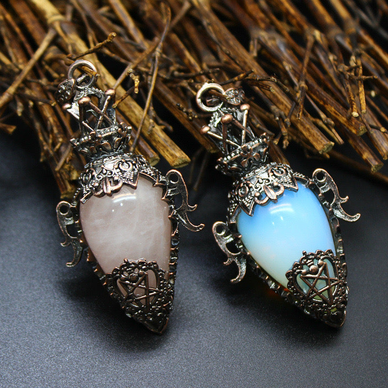 Antique Copper Crystal Vase Pendant Pendulum