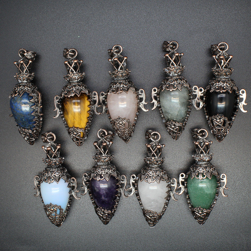 Antique Copper Crystal Vase Pendant Pendulum