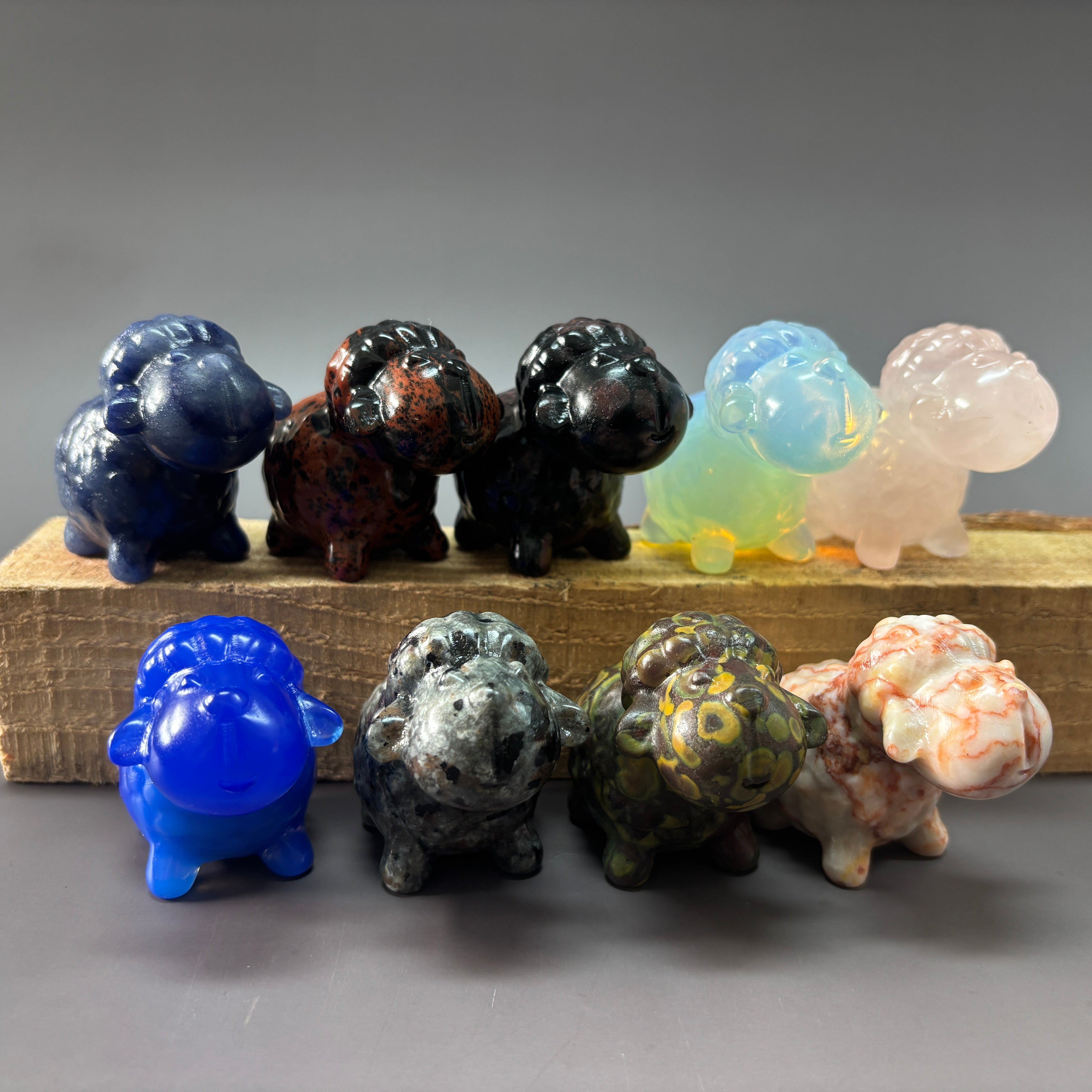 6.5CM Sheep Natural Stone Crystal Carving Statue Table Decor Gift