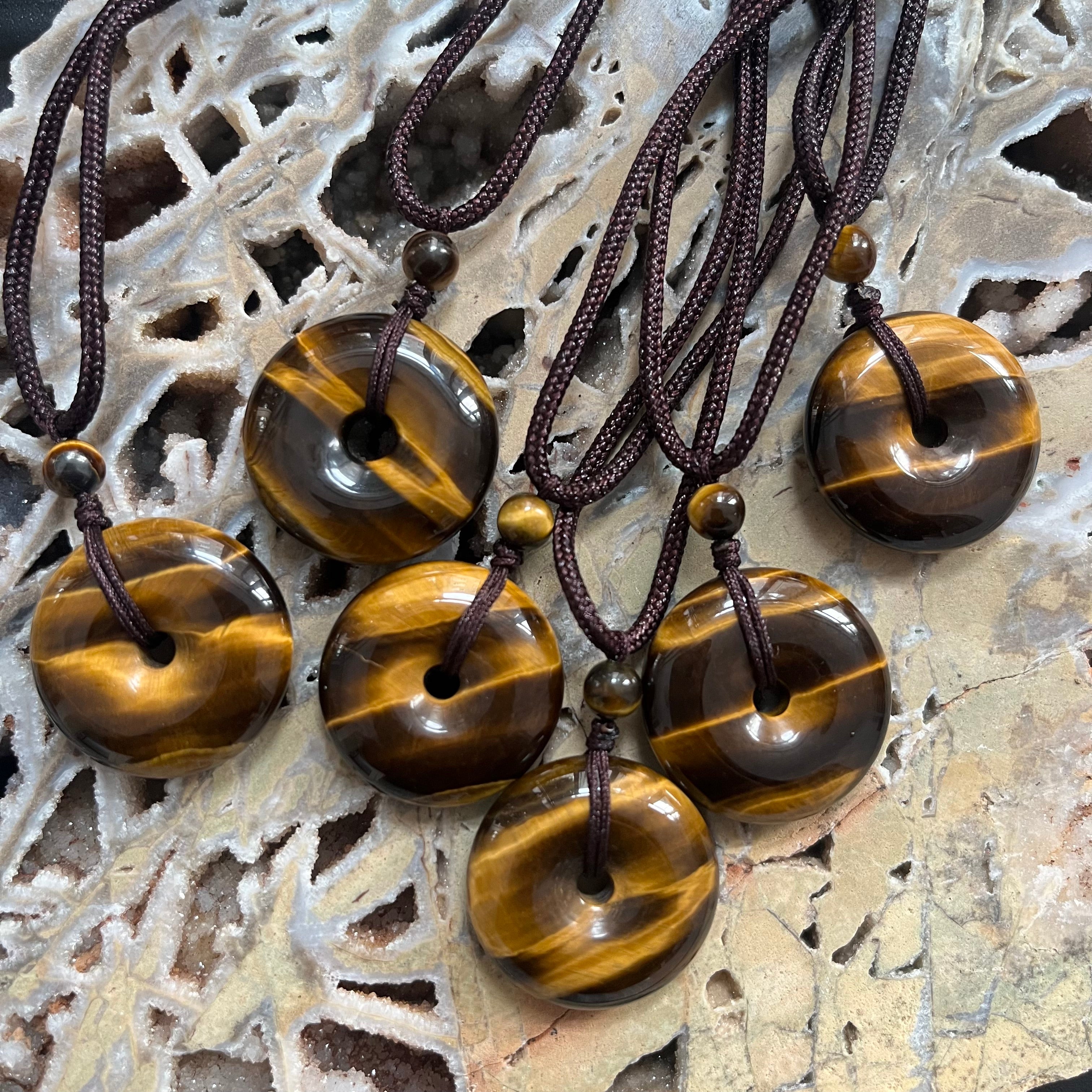 Brown Tiger Eye Donut Necklace