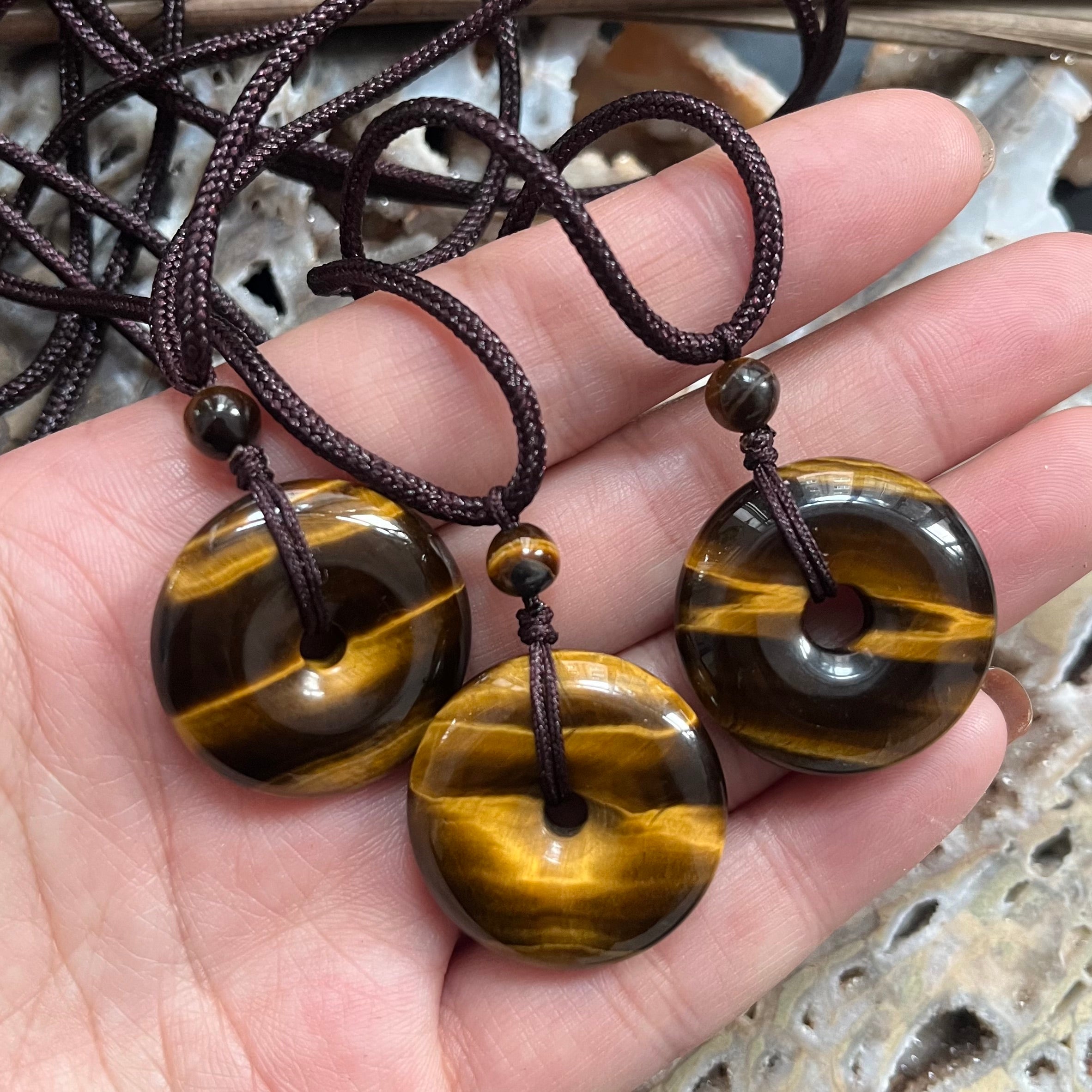 Brown Tiger Eye Donut Necklace
