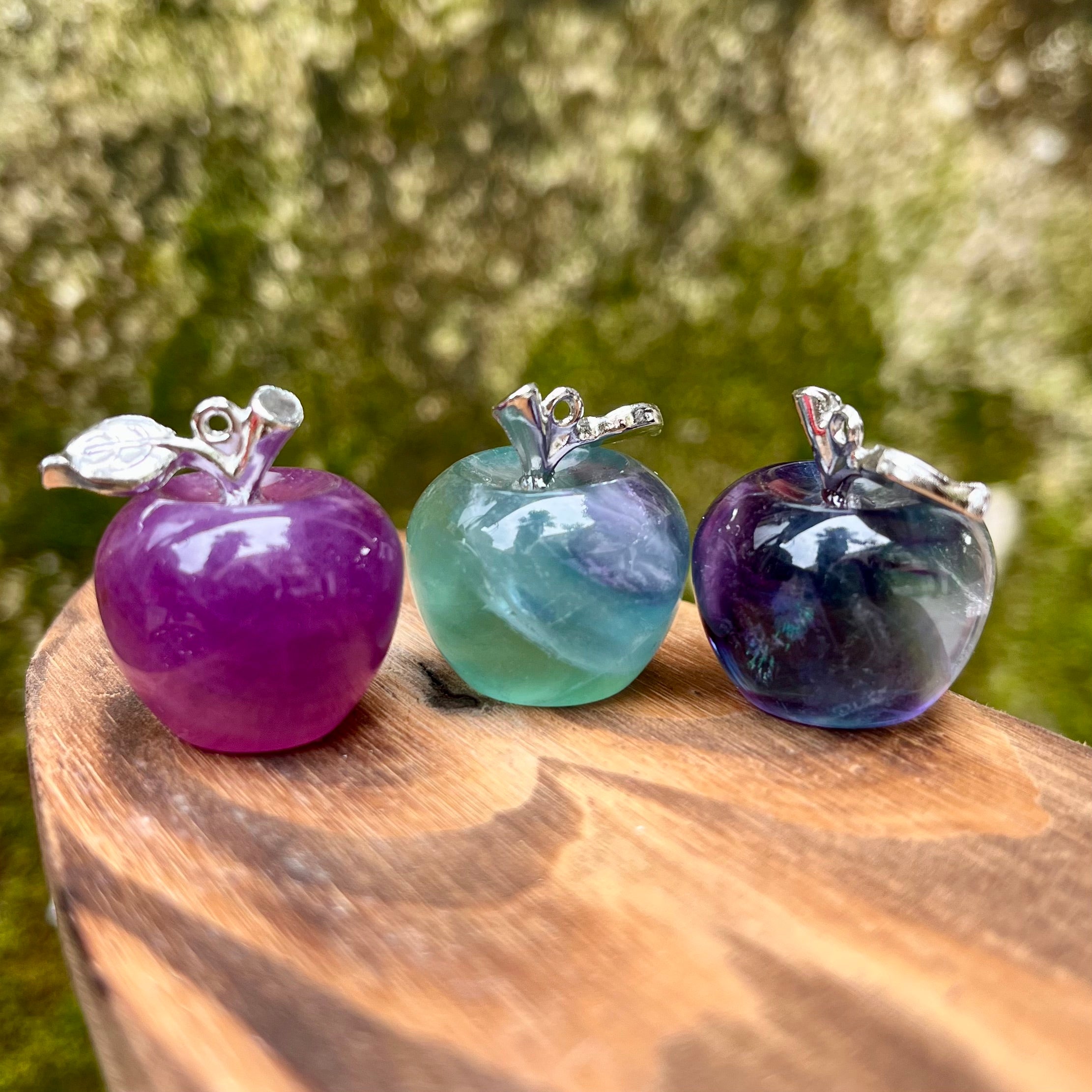 Mini Rainbow Fluorite Apple Carving/Pendant