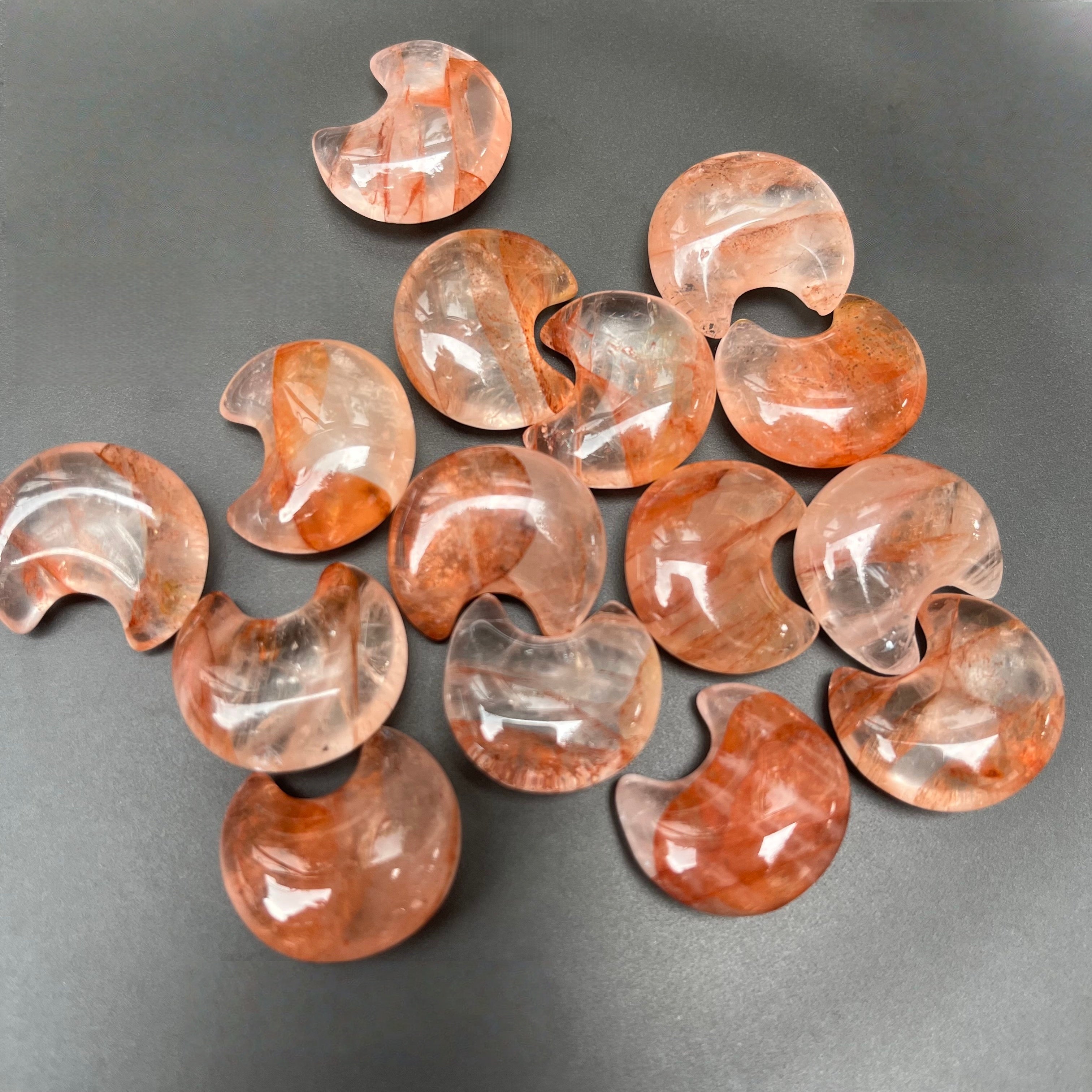 Mini Gem Fire Quartz Moon (Try Our Free Drilling Service)