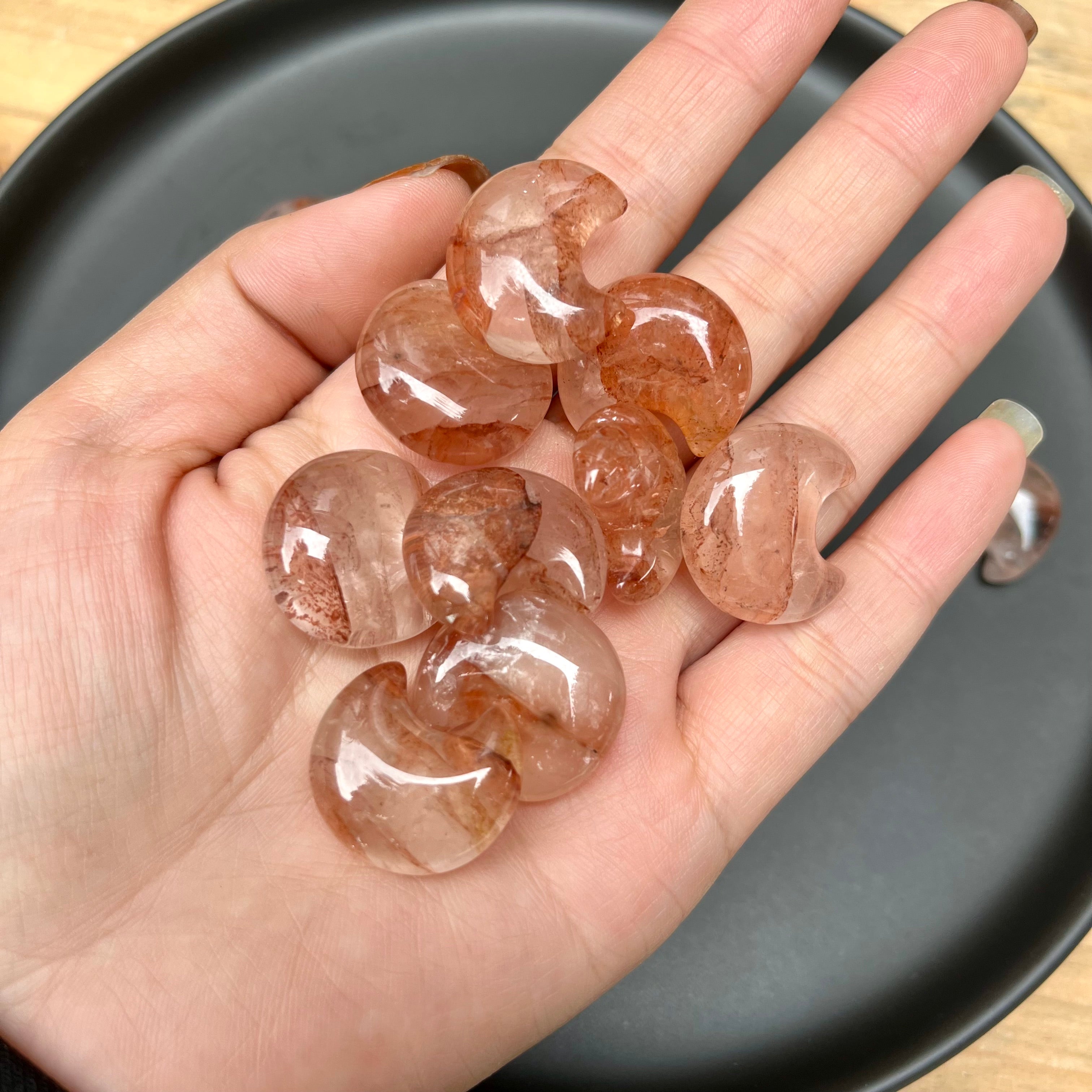 Mini Gem Fire Quartz Moon (Try Our Free Drilling Service)