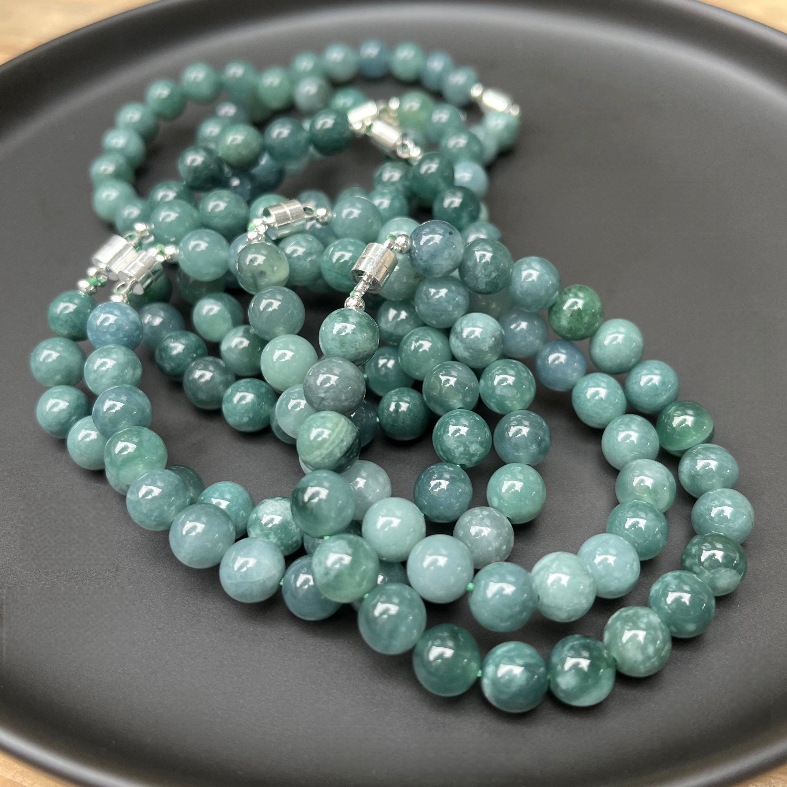 8mm Lake Blue Jadeite Bracelets