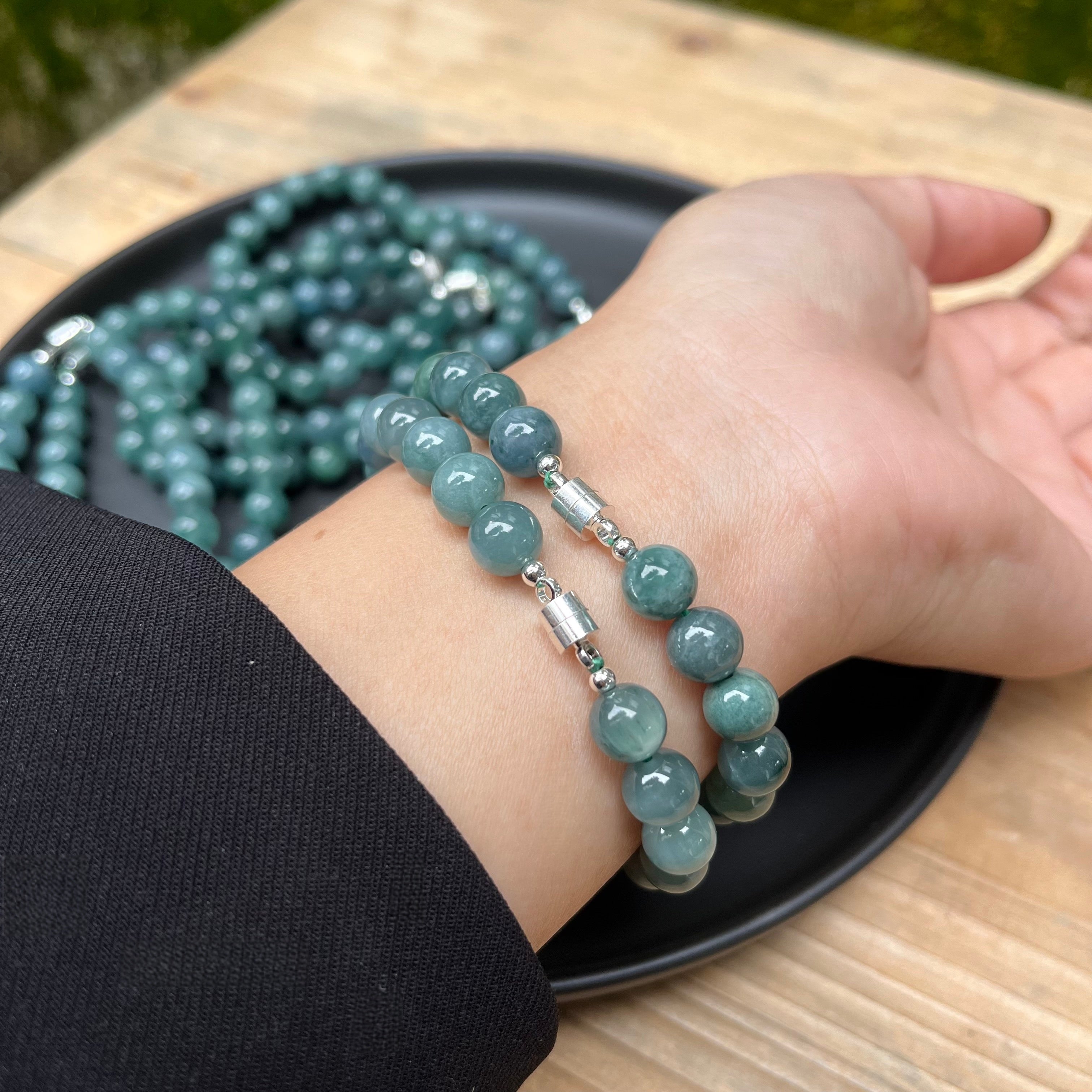 8mm Lake Blue Jadeite Bracelets